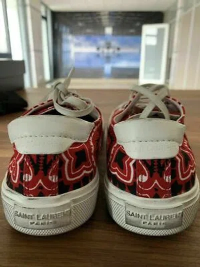 Pre-owned Saint Laurent Ysl Bedford Bandana Sneakers Shoes Trainers 37.5 In Red