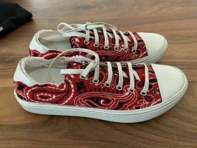 Pre-owned Saint Laurent Ysl Bedford Bandana Sneakers Shoes Trainers 39 In Red