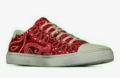 Pre-owned Saint Laurent Ysl Bedford Bandana Sneakers Shoes Trainers 39.5 In Red