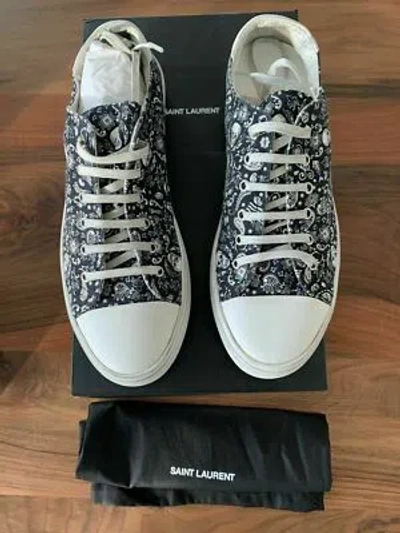 Pre-owned Saint Laurent Ysl Bedford Skull Sneakers Shoes Trainers 41 In Black White