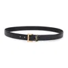 Saint Laurent Cassandre Thin Belt With Square Buckle In Grained Leather Accessories In Black