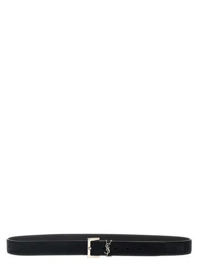 Saint Laurent Cassandre Belt In Black