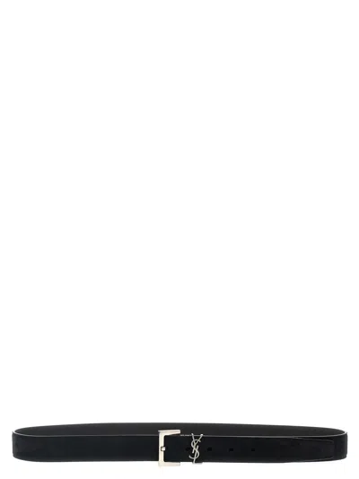 Saint Laurent Cassandre Belt In Black