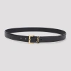 Saint Laurent Adjustable Belt Textured Gold-tone Buckle In Nero