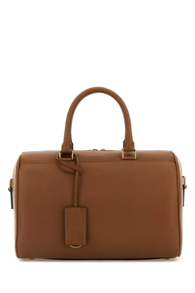 Saint Laurent Caramel Leather Handbag In Brown