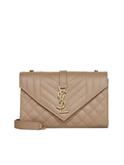 Saint Laurent Small Envelope Calfskin Leather Shoulder Bag In Taupe/ Taupe/ Taupe