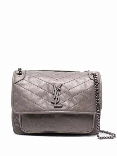 Saint Laurent Ysl Bo Mng Niki M Tufo Naturel In Grey Kaki