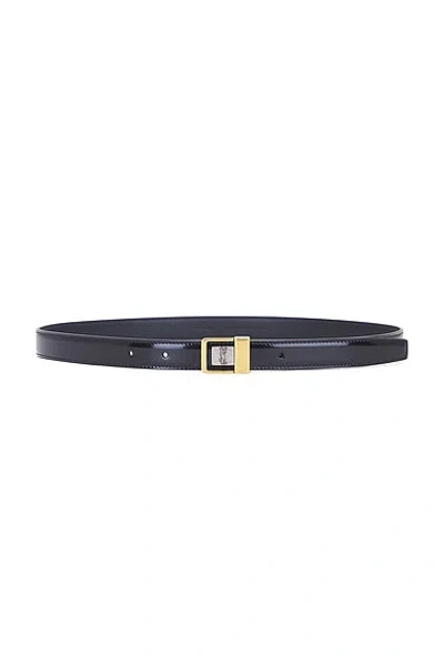 Saint Laurent Logo-engraved Leather Belt In Black