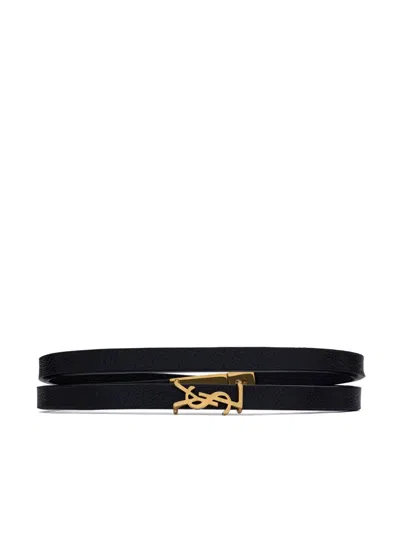 Saint Laurent "cassandre" Double-wrap Bracelet In Black