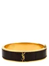 Saint Laurent 'ysl' Leather Inlay Bracelet In Multicolor