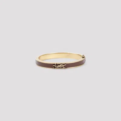 Saint Laurent Ysl Bracelet In Brown
