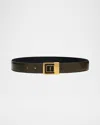 Saint Laurent Ysl Buckle Leather Belt In Brown
