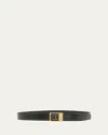 Saint Laurent Ysl Buckle Leather Belt In Noir