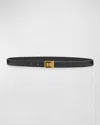 Saint Laurent Ysl Buckled Grainy Leather Belt In 1000 Black