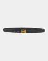 Saint Laurent Ysl Buckled Grainy Leather Belt In Black