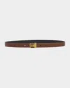 Saint Laurent Ysl Buckled Grainy Leather Belt In Wet Clay