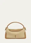 Saint Laurent Ysl Camera Top-handle Bag In Canvas And Leather In Avorio/vintage Go