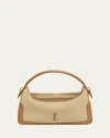 Saint Laurent Ysl Camera Top-handle Bag In Canvas And Leather In Avorio/vintage Gold