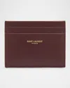 Saint Laurent Ysl Card Case In Calf Leather In Hot Wine