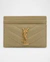 Saint Laurent Ysl Card Case In Calf Leather In Strong Moss