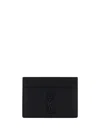 Saint Laurent Black Card-holder With Tonal Cassandre In Grain De Poudre Leather Man