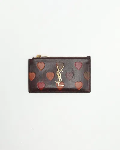 Saint Laurent Ysl Card Holder In Brown