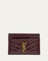 Saint Laurent Classic Patent Leather Card Holder In Dark Red Wine