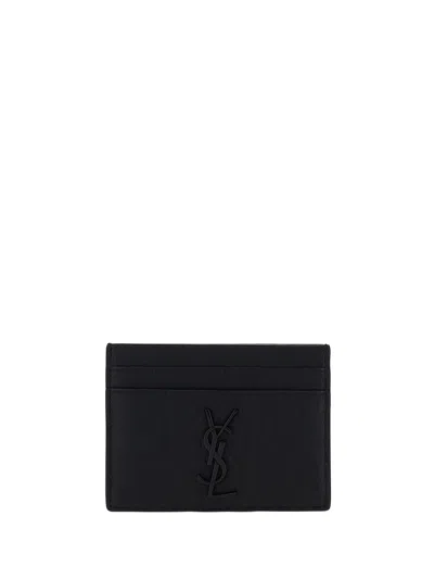 Saint Laurent Ysl Card Holder In Nero