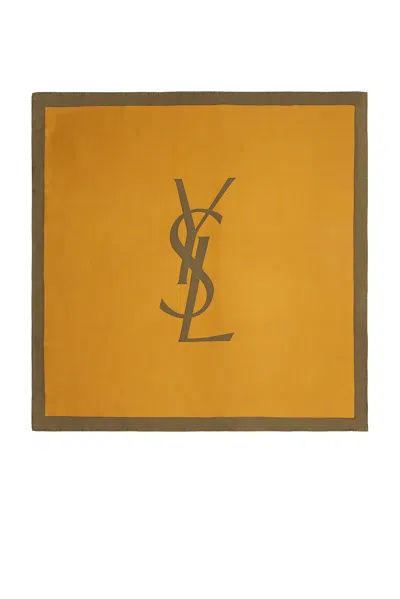Saint Laurent Ysl Carre Scarf In Yellow
