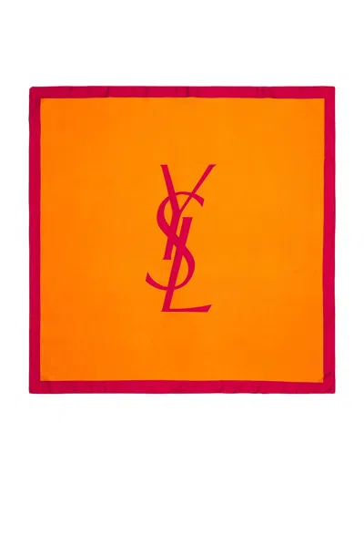 Saint Laurent Ysl Carre Scarf In Orange