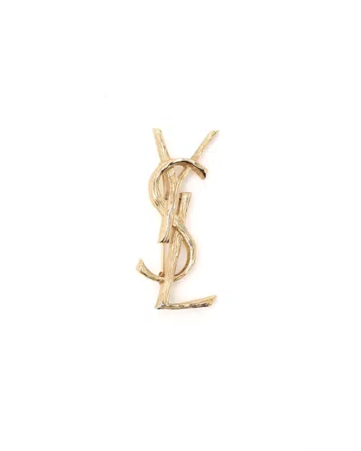 Saint Laurent Ysl Cassandra Brooch In Gold