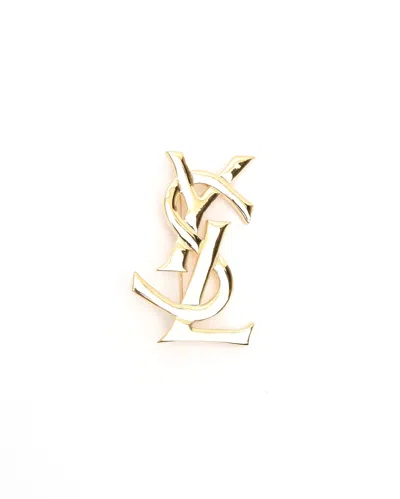 Saint Laurent Ysl Cassandra Brooch In Gold