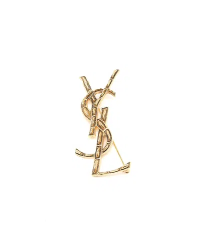 Saint Laurent Ysl Cassandre Brooch In Gold