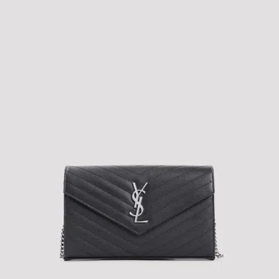 Saint Laurent Ysl Chain Wallet In Black