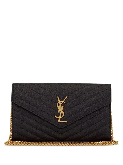 Saint Laurent Ysl Chain Wallet In Black