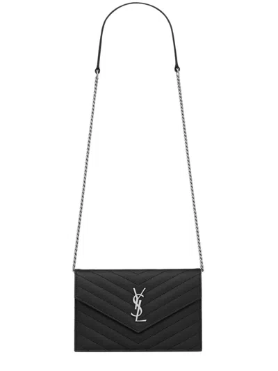 Saint Laurent Ysl Chain Wallet In Black