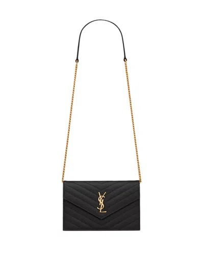 Saint Laurent Ysl Chain Wallet In Nero