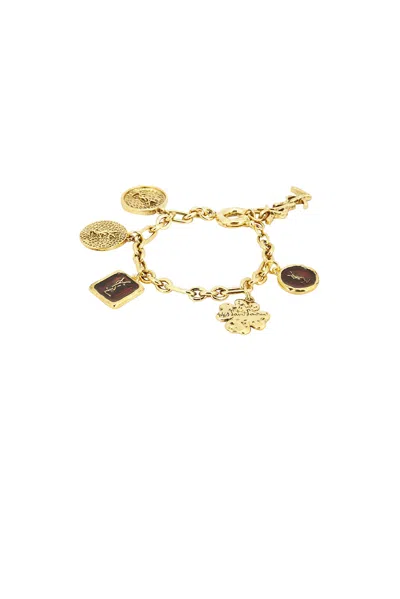 Saint Laurent Ysl Charm Bracelet In Or 1n Patine & Bordeaux
