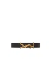 Saint Laurent Cassandre Logo Leather Bracelet In Black