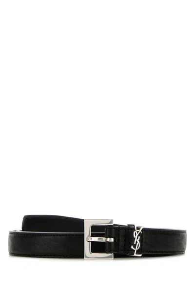 SAINT LAURENT CINTURA IN PELLE NERA UOMO