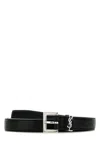 Saint Laurent Cassandre Square Buckle Belt In Lambskin In Black