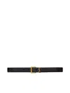 Saint Laurent Cassandre Belt With Square Buckle In Hammered Leather In Black