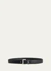 Saint Laurent Ysl Cintura Box Leather Belt In Black