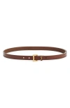 Saint Laurent Cassandre Logo Skinny Leather Belt In Brown