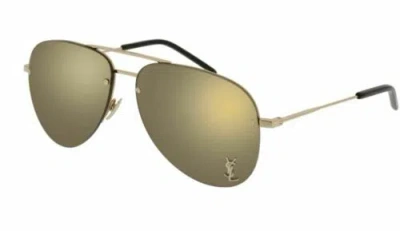 Pre-owned Saint Laurent Classic 11 M 004 Gold Sunglasses