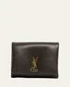 Saint Laurent Ysl Compact Wallet In Plonge Leather In Light Musk