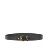 Saint Laurent Ysl Detail Leather Belt In Black