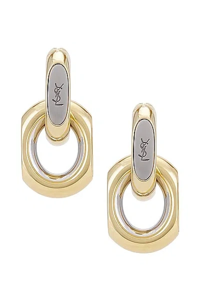 Saint Laurent Ysl Duo Link Earrings In Gold