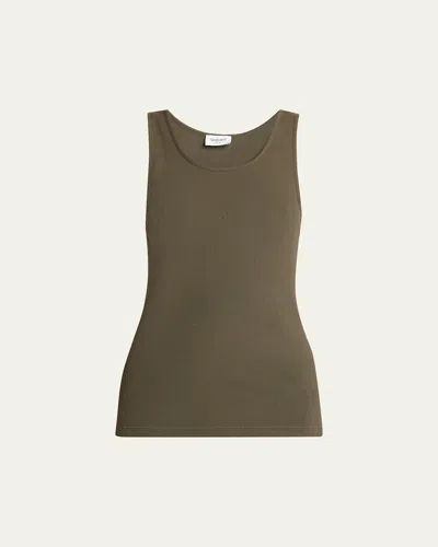 Saint Laurent Ysl Embroidered Tank Top In Green