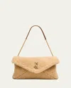 Saint Laurent Ysl Envelope Flap Shoulder Bag In Shearling In Neutral